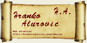 Hranko Alurović vizit kartica